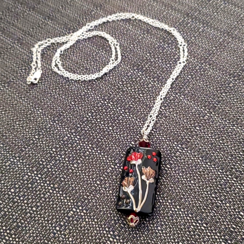 Handmade glass pendant on sterling silver chain